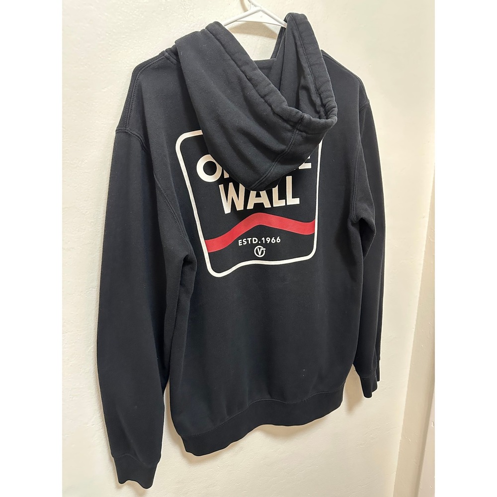 Vans Off The Wall Hoodie Mens Small Black Graphic‎ Pullover Sweatshirt - Picture 7 of 9